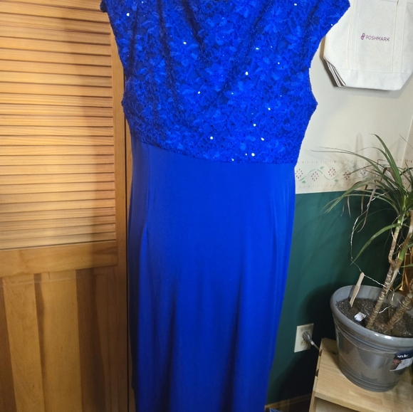 Connected Apparel Royal Blue Sequin Cocktail Party Dress - Picture 5 of 6